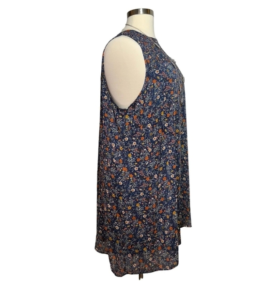 Massini Sleeveless Floral Smocked Shift Dress Navy Blue Size Small - Picture 15 of 16